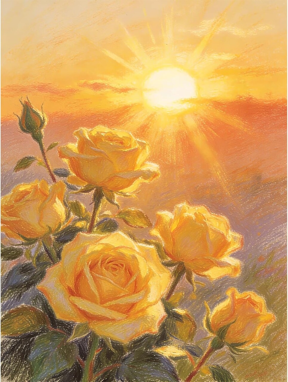 5D Yellow Rose Diamond Painting Kit for Adults – Sunset Rose Floral Full Drill DIY Round Gem Art, Beginner-Friendly Diamond Art Craft for Home Wall Decor, 12x16 Inch